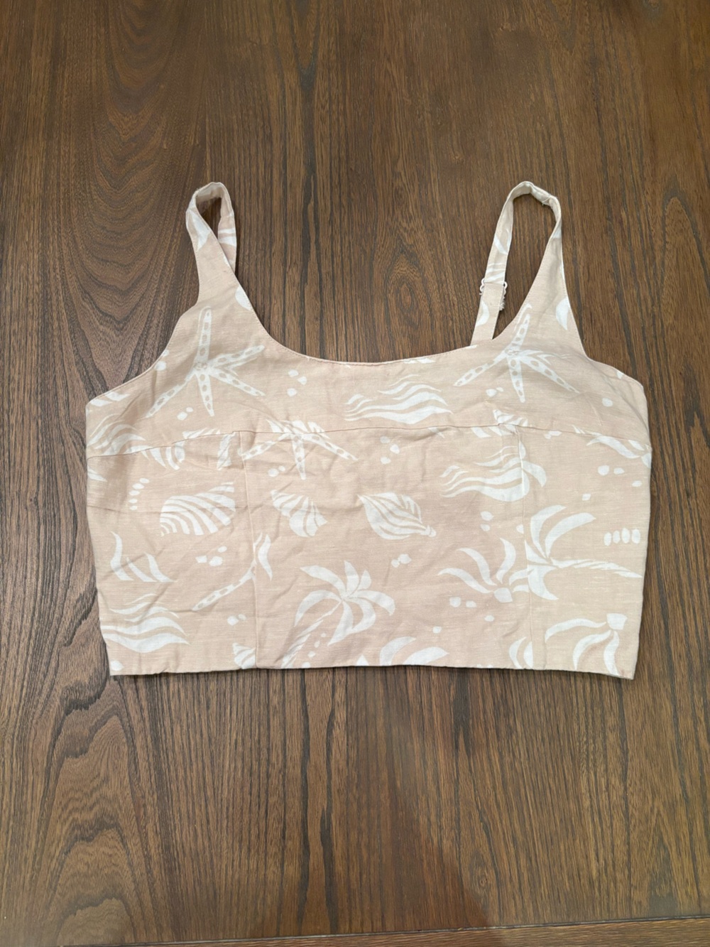 Women's Beige Printed Crop Tank Top